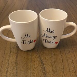Mr. and Mrs. Right White Mug Set
